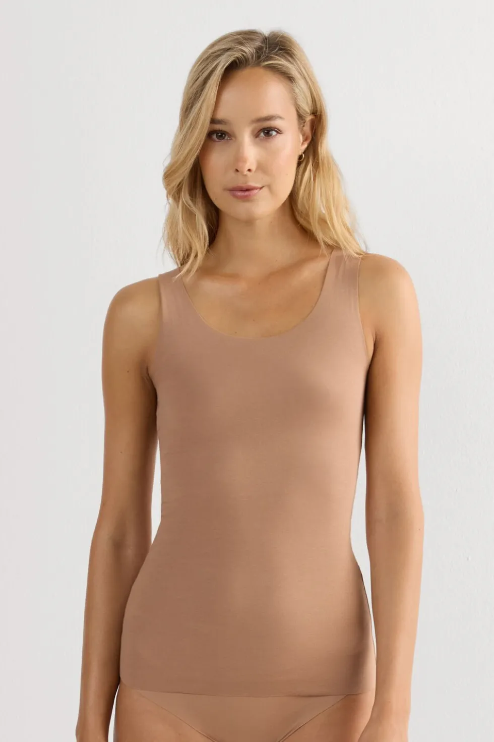 Raw Edge Round Neck Cotton Tank Top