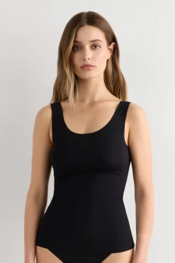 Raw Edge Round Neck Cotton Tank Top