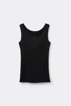 Raw Edge Round Neck Cotton Tank Top