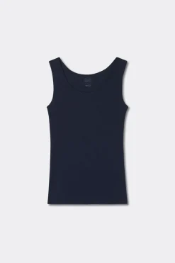Raw Edge Round Neck Cotton Tank Top