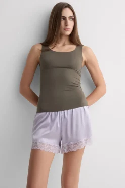 Raw Edge Round Neck Cotton Tank Top