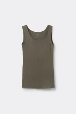 Raw Edge Round Neck Cotton Tank Top