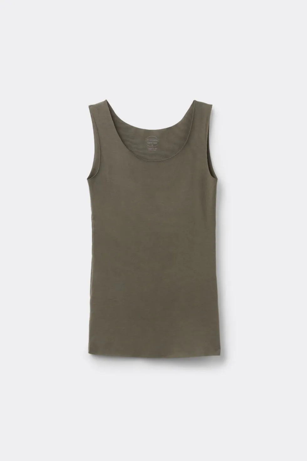 Raw Edge Round Neck Cotton Tank Top