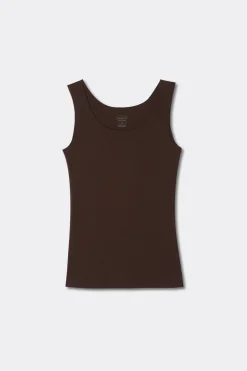 Raw Edge Round Neck Cotton Tank Top