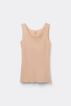 Raw Edge Round Neck Cotton Tank Top
