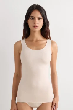 Raw Edge Round Neck Cotton Tank Top