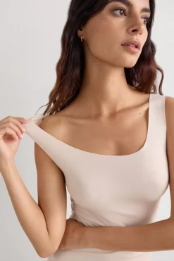 Raw Edge Round Neck Cotton Tank Top