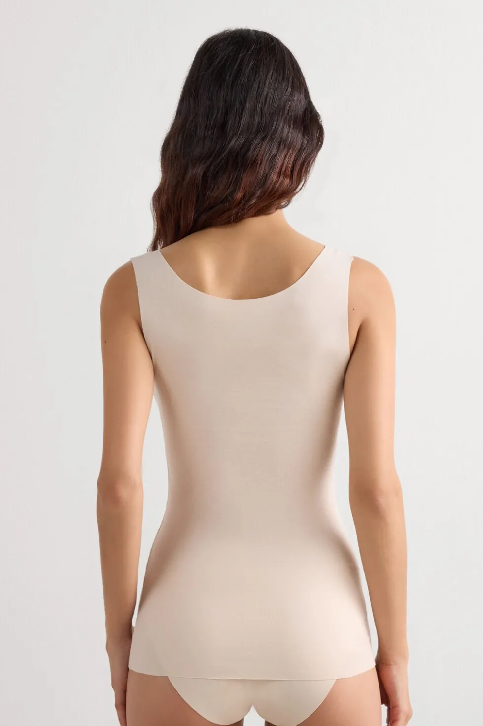 Raw Edge Round Neck Cotton Tank Top