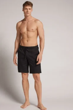 Rib Detail Cotton Shorts