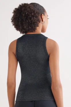Ribbed Cotton Lamé Tank Top