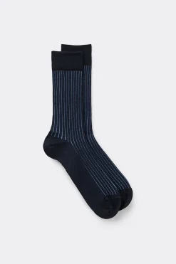 Ribbed Lisle Cotton Crew Socks