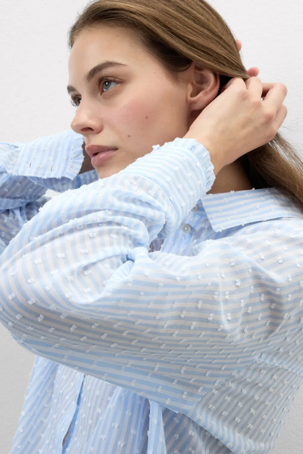 Romantic Stripes Plumetis Cotton Canvas Shirt