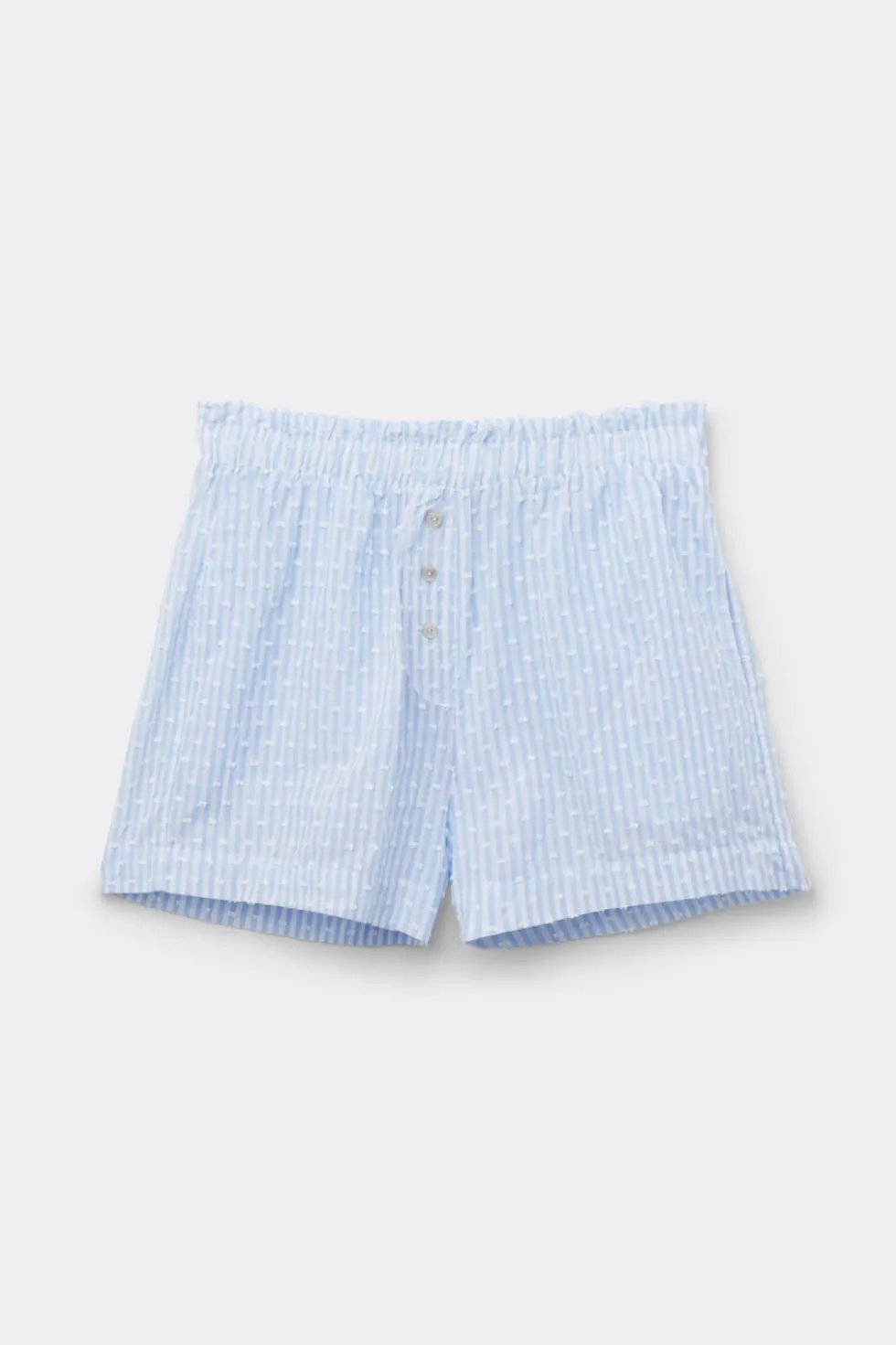 Romantic Stripes Plumetis Cotton Canvas Shorts