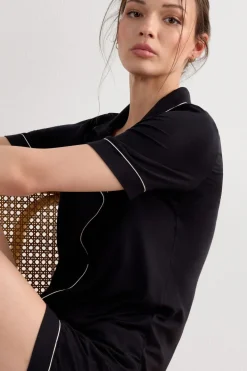 Short Sleeve Button Up Shirt in Modal