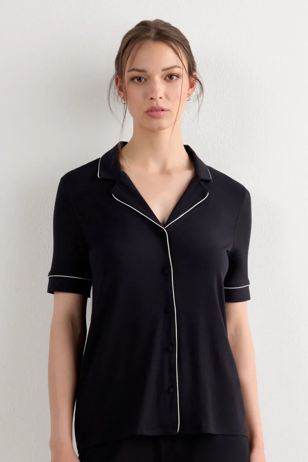 Short Sleeve Button Up Shirt in Modal