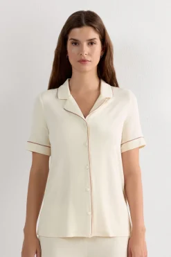 Short Sleeve Button Up Shirt in Modal