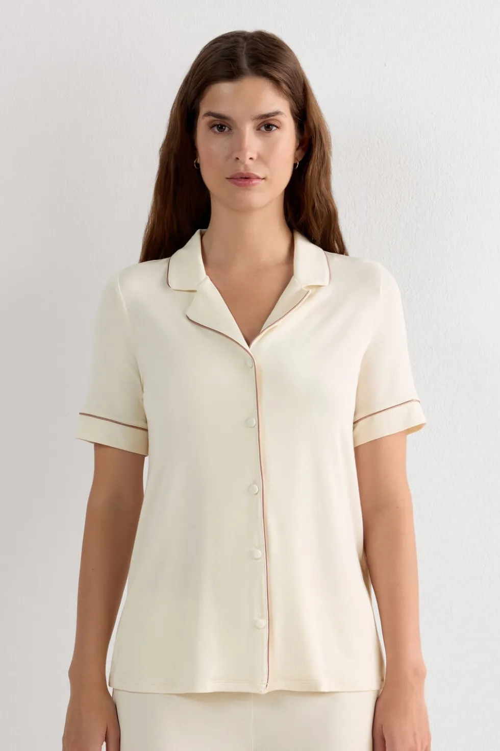Short Sleeve Button Up Shirt in Modal