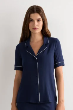 Short Sleeve Button Up Shirt in Modal