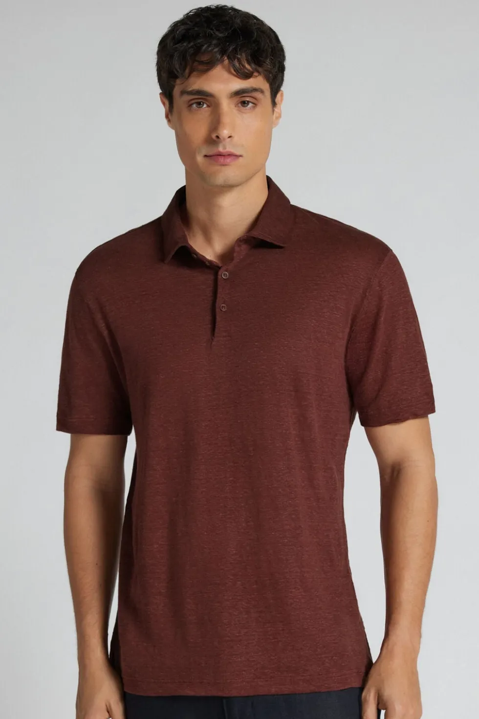 Short Sleeve Linen Polo