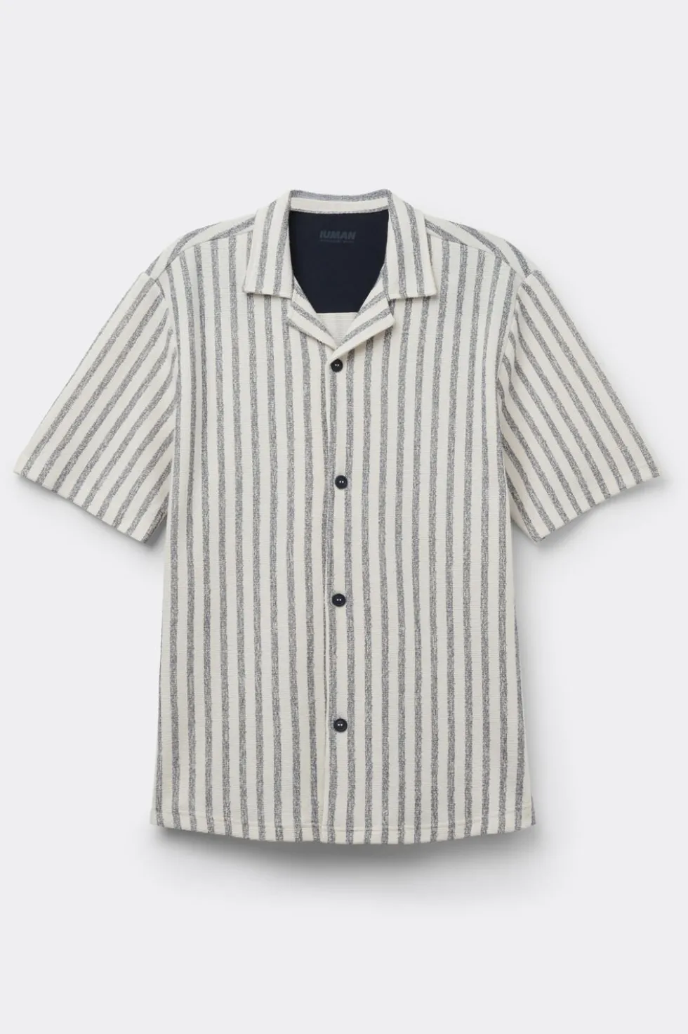 Short Sleeved Bowling Shirt with Stripes