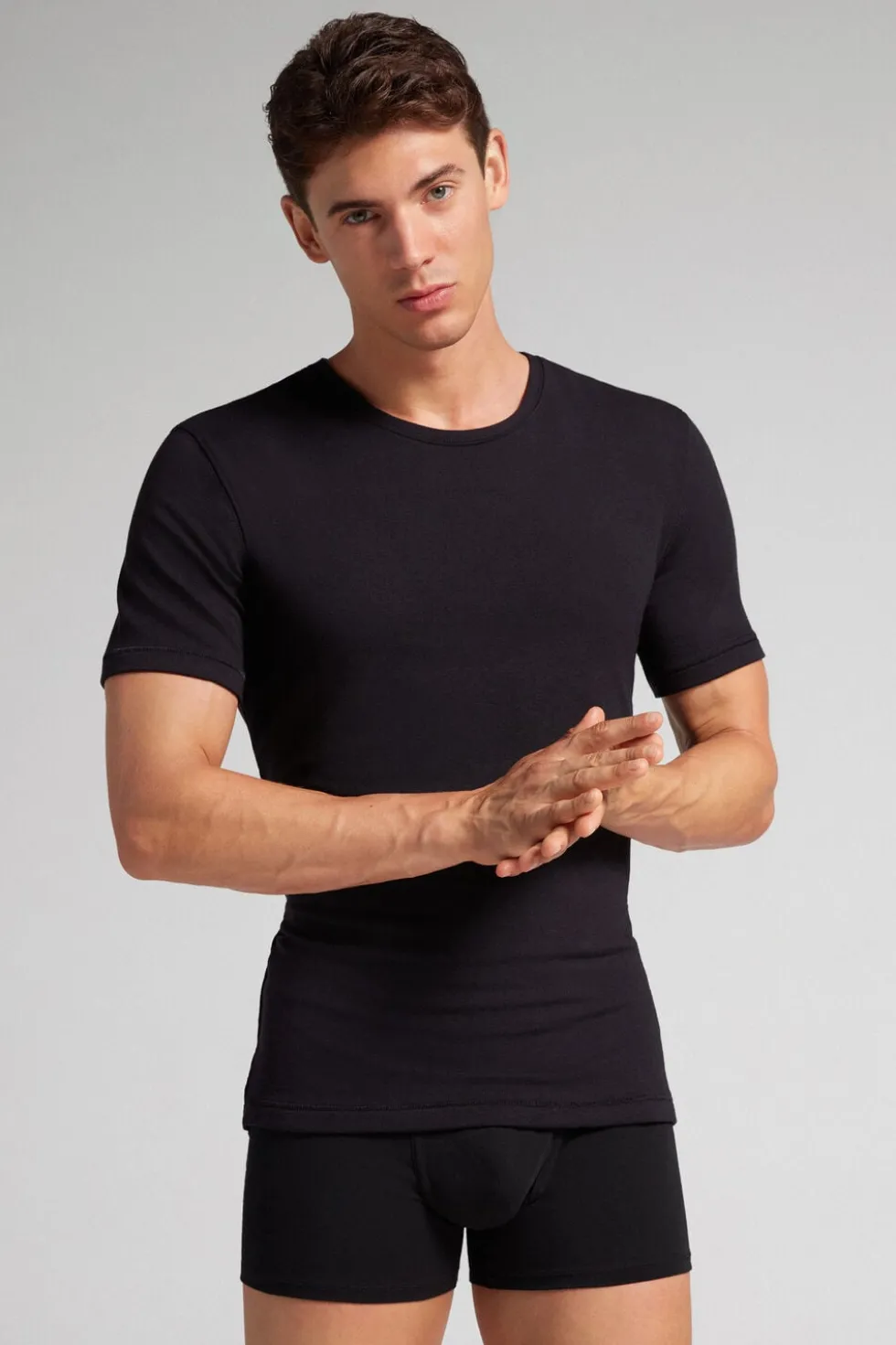 Short-Sleeve Modal-Cashmere Top