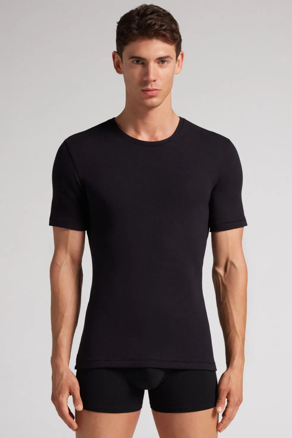 Short-Sleeve Modal-Cashmere Top