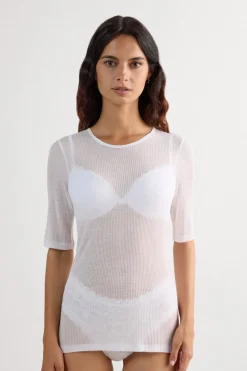 Short-Sleeved Top in Ultranatural with Cashmere