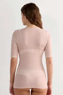 Short-Sleeved Top in Ultranatural with Cashmere