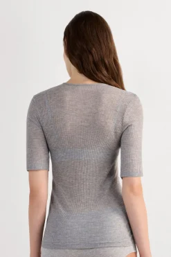 Short-Sleeved Top in Ultranatural with Cashmere