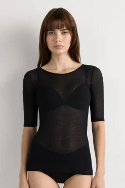 Short-Sleeved Top in Ultranatural with Cashmere