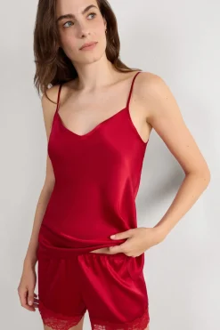 Silk Satin Top with V-neckline