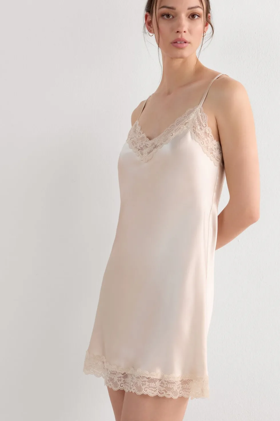 Silk Slip with Lace Insert Detail
