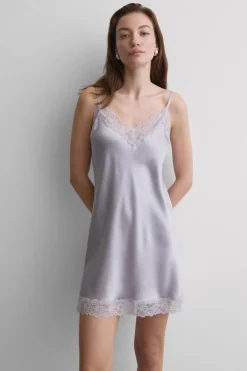 Silk Slip with Lace Insert Detail
