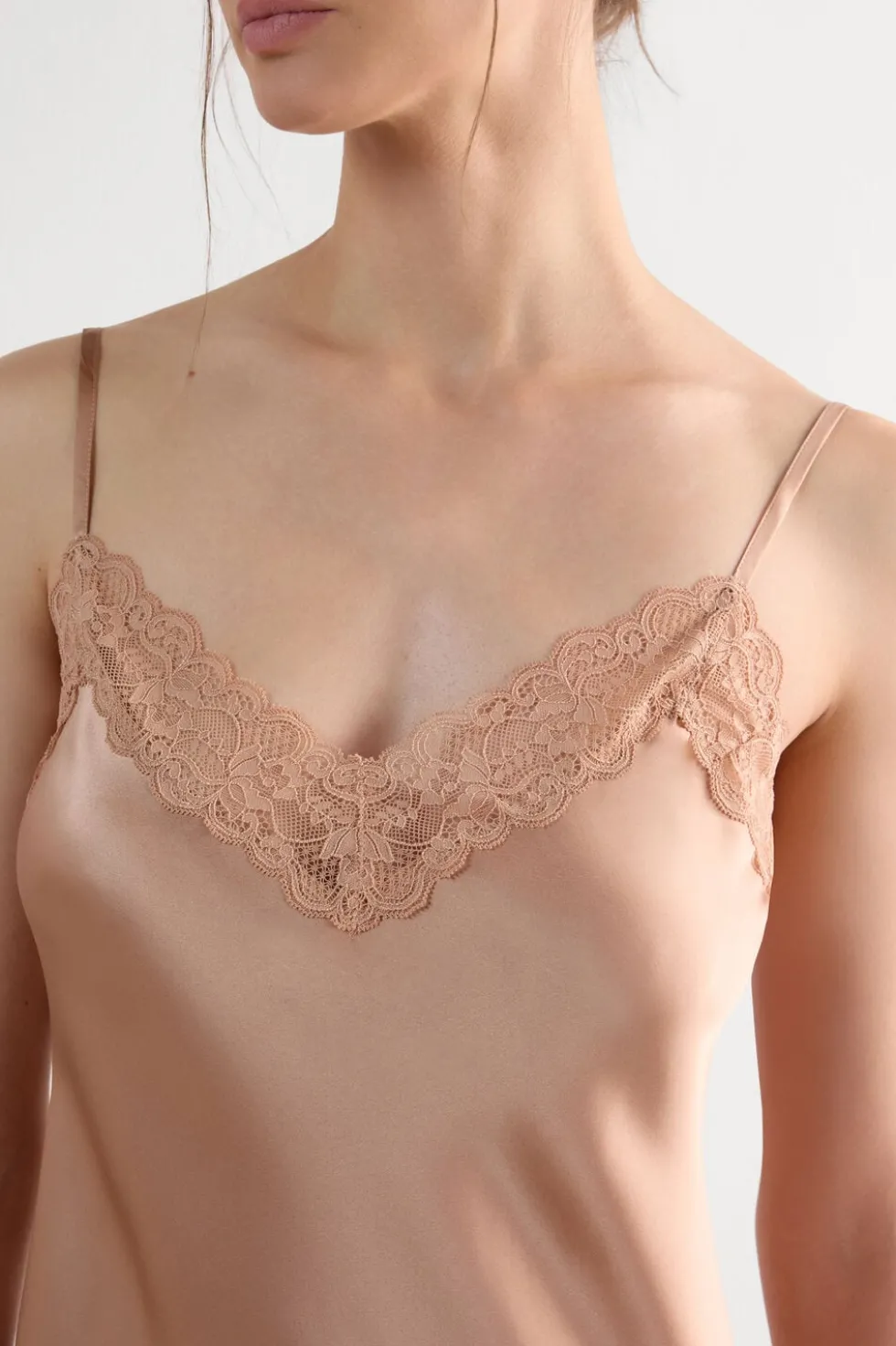Silk Slip with Lace Insert Detail