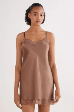Silk Slip with Lace Insert Detail