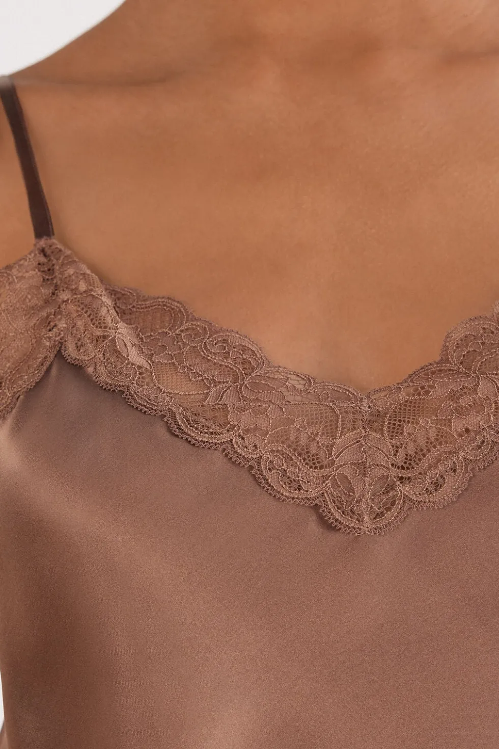 Silk Slip with Lace Insert Detail