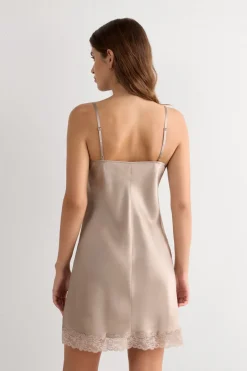 Silk Slip with Lace Insert Detail