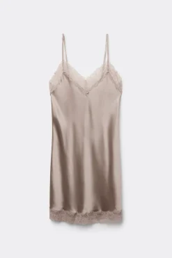 Silk Slip with Lace Insert Detail