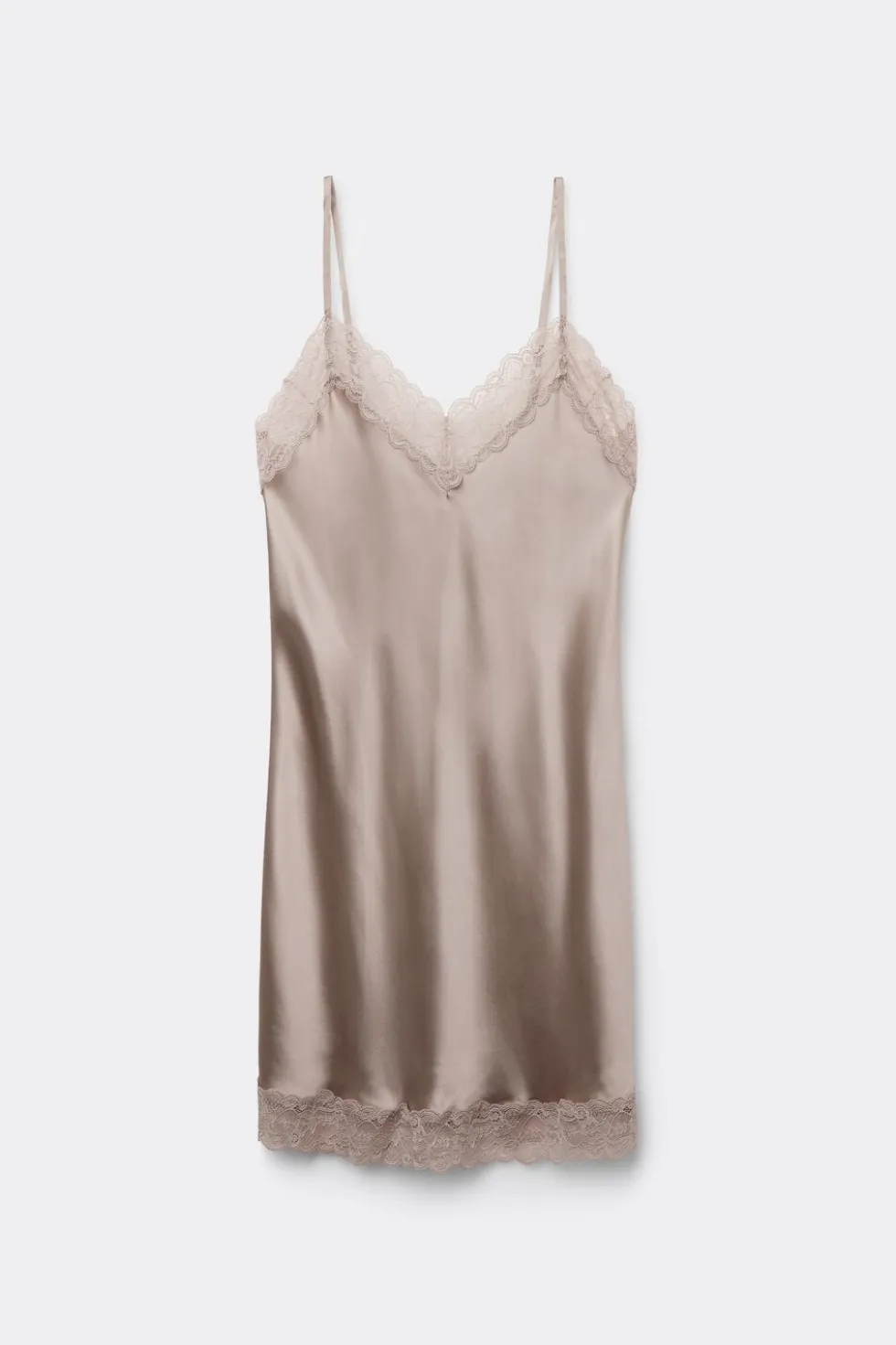 Silk Slip with Lace Insert Detail