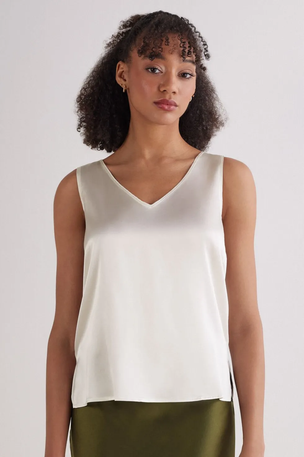 Silk V-Neck Tank Top