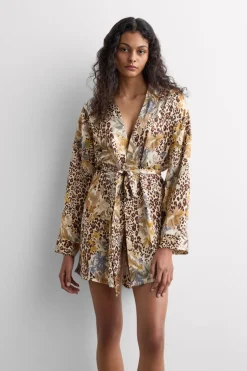 Simply Iconic Animal Print Viscose Satin Kimono