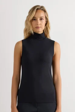 Sleeveless Turtleneck Micromodal Shirt