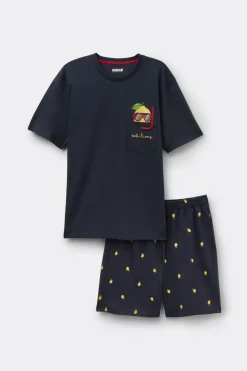 “Sub-Lime” Print Short Cotton Pajamas