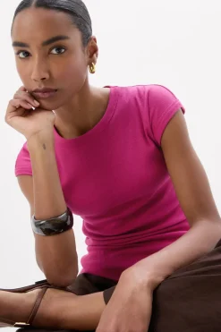 Superior Cotton Ribbed Short Sleeve Top