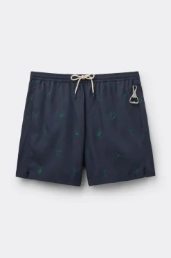 Swim Trunks with Embroidered Cacti