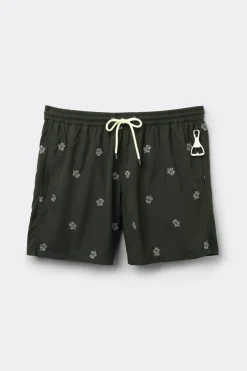 Swim Trunks with Embroidered Turtles