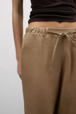The Pure Linen Full Length Drawstring Pants in Linen Fabric