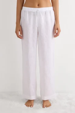 The Pure Linen Full Length Drawstring Pants in Linen Fabric