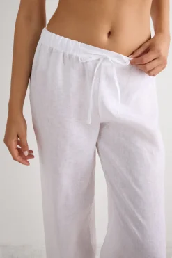 The Pure Linen Full Length Drawstring Pants in Linen Fabric