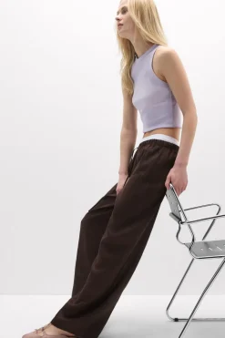 The Pure Linen Full Length Drawstring Pants in Linen Fabric